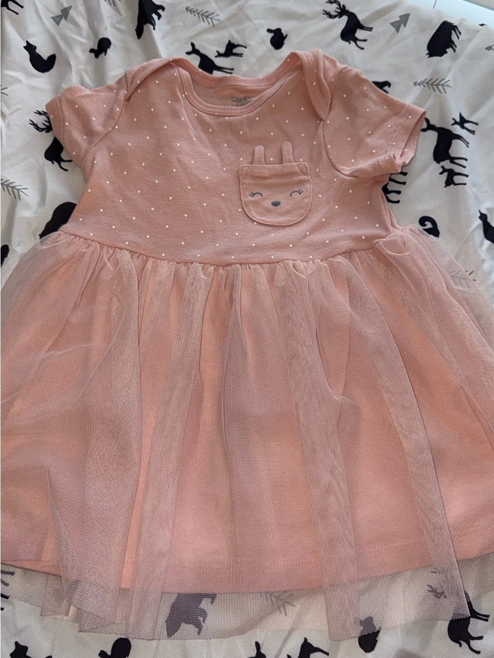 Carter's Blush Pink Tulle Dress with Bunny Pocket